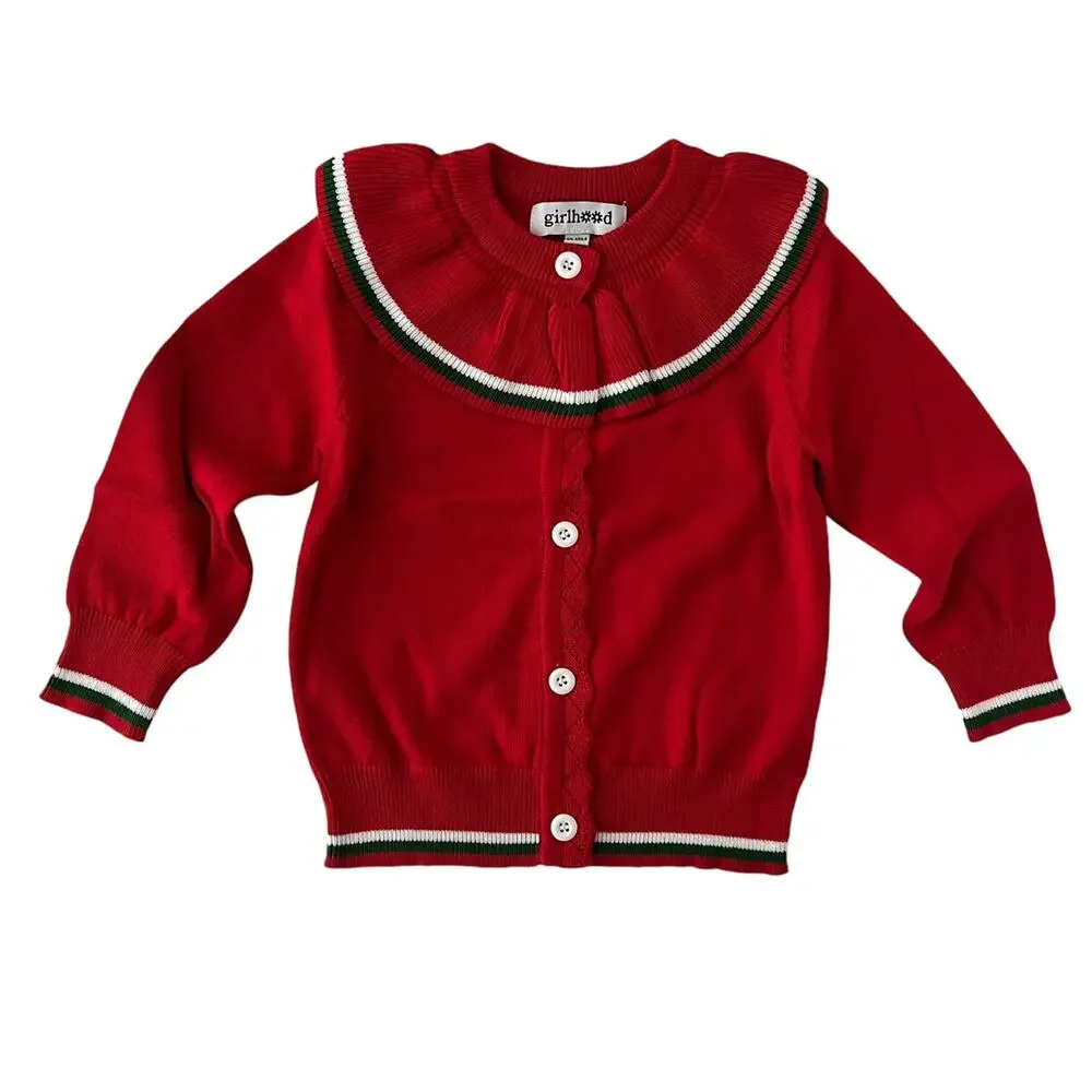 NEW Girlhood Red Ruffle Collar Sweater